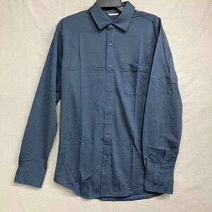 Unbranded Men's Medium Dark Gray Button Up Shirt Casual Long Sleeve Chest Pocket